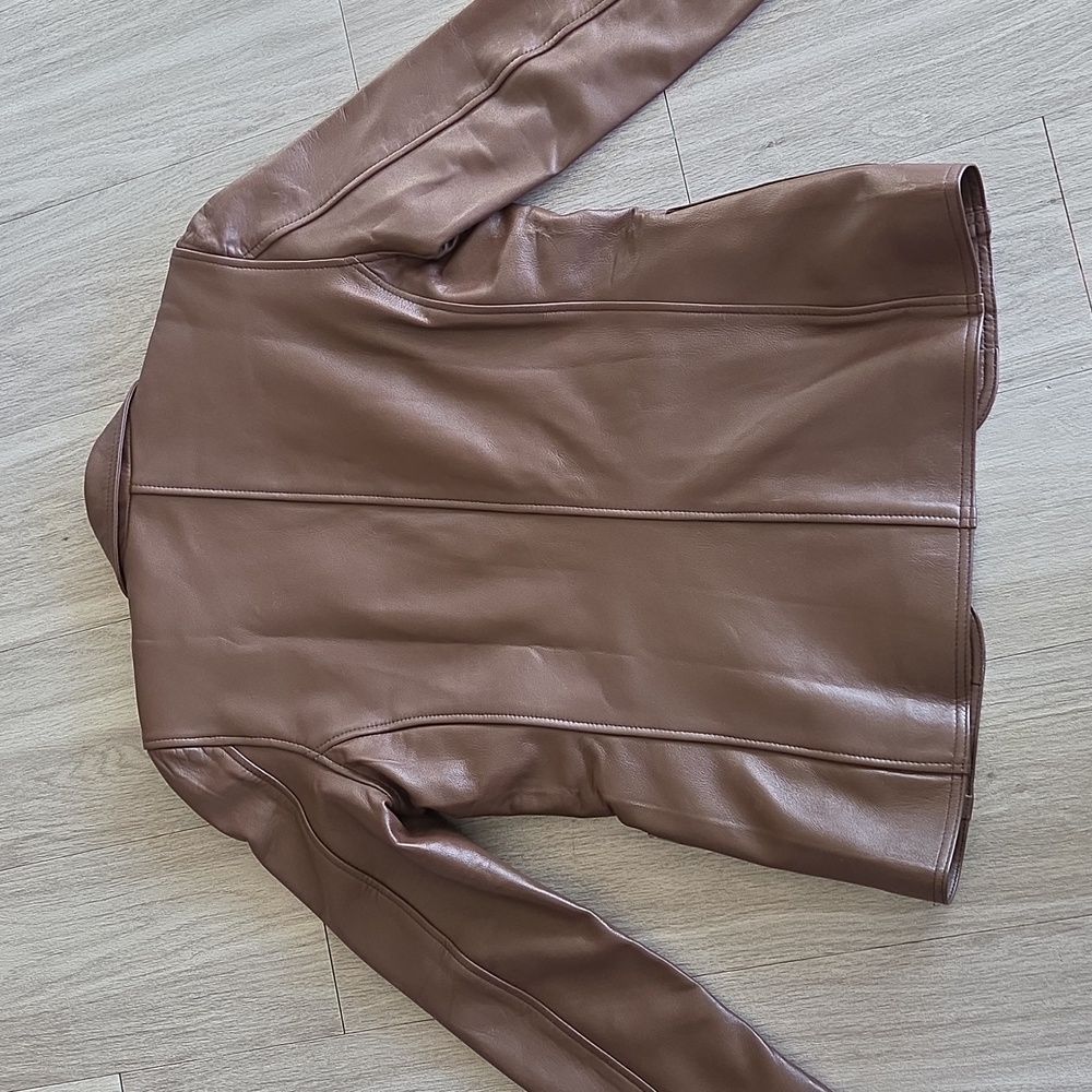 Women's Leather Exotica Brown Leather Blazer.  Perfect Shade Of Brown! 🟤 Small - Picture 8 of 10
